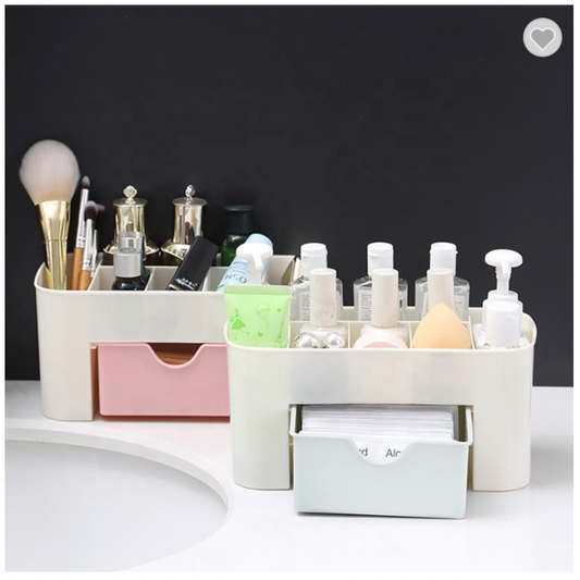 Makeup Organizer Box With Drawer - Pink