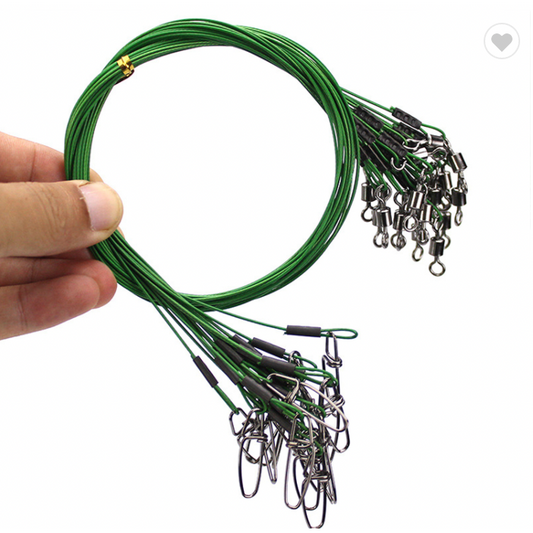 Stainless Steel Wire with Swivels Snap Connect - Green