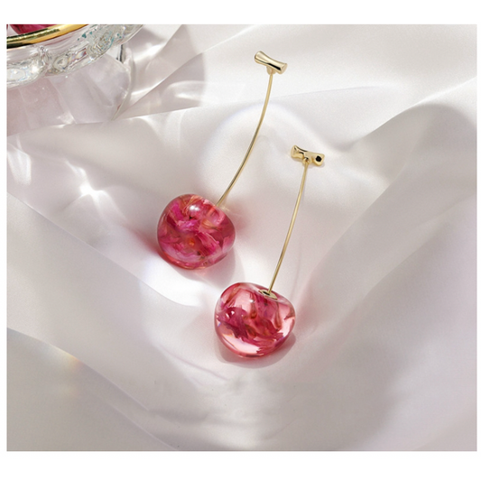 Cherry Dangle Earrings for Women - Red