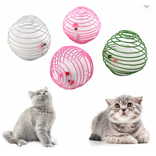 Mouse in Ball Spring Toy for Cats