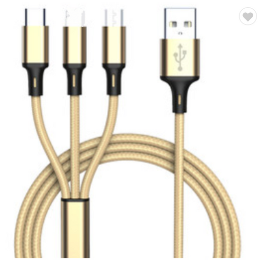 3in1 USB Multi Charging Cable - Gold