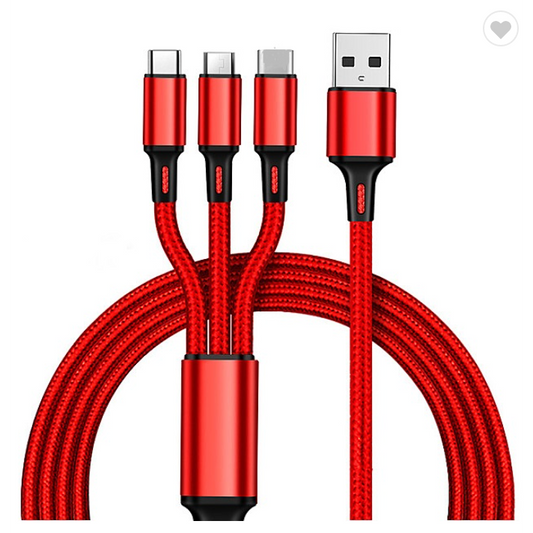 3in1 USB Multi Charging Cable - Red
