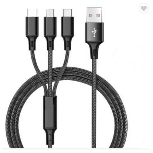 3in1 USB Multi Charging Cable - Black