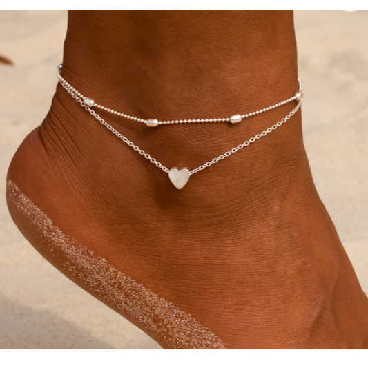 Two Layered Heart Shape Anklet