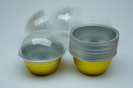 25 Aluminum Cups With Lids For Cupcakes - Gold