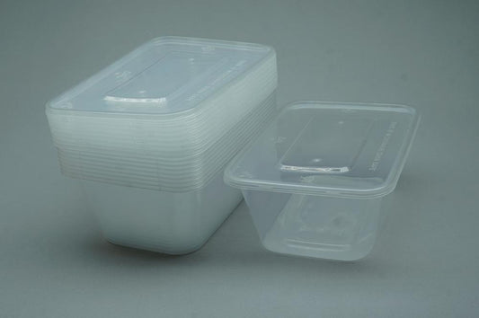 Plastic Food Containers with Lid 1000 ml - 10 Pcs