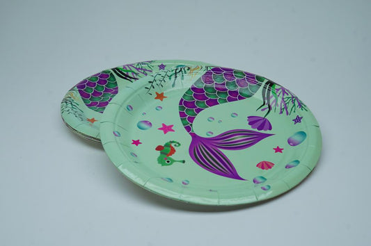 10 Disposable Paper Plates - Mermaid