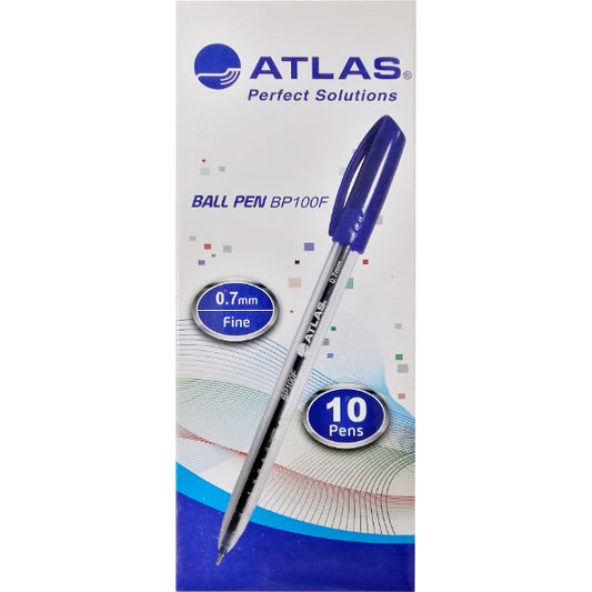 Atlas Ball Pens 0.7mm Fine Tip 10 Pieces - Blue