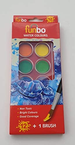 Set of Funbo 12 Water Color Set with a Brush + A3 Sketch Pad 110 gsm 20 Sheets
