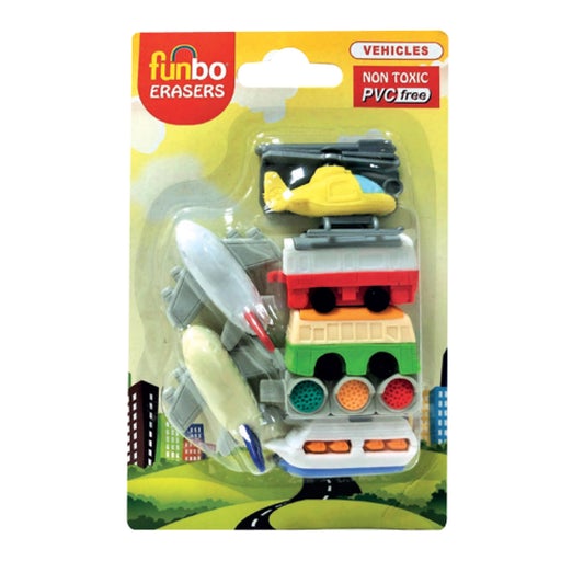 Set of Funbo 3D Eraser Vehicle + Zoo Packs