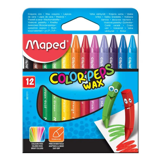 Set of Maped Color Peps 12 Color Pencils 12 with a Pencil and a Sharpener + Pack of 12 Wax Crayons
